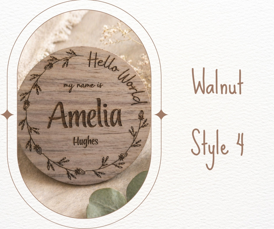 Baby Name Announcement Personalised Laser Engraved