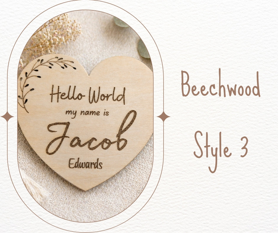 Baby Name Announcement Personalised Laser Engraved
