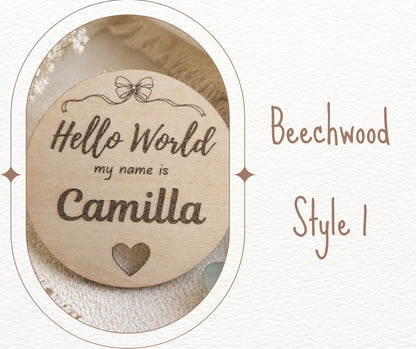 Baby Name Announcement Personalised Laser Engraved