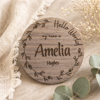 Baby Name Announcement Personalised Laser Engraved