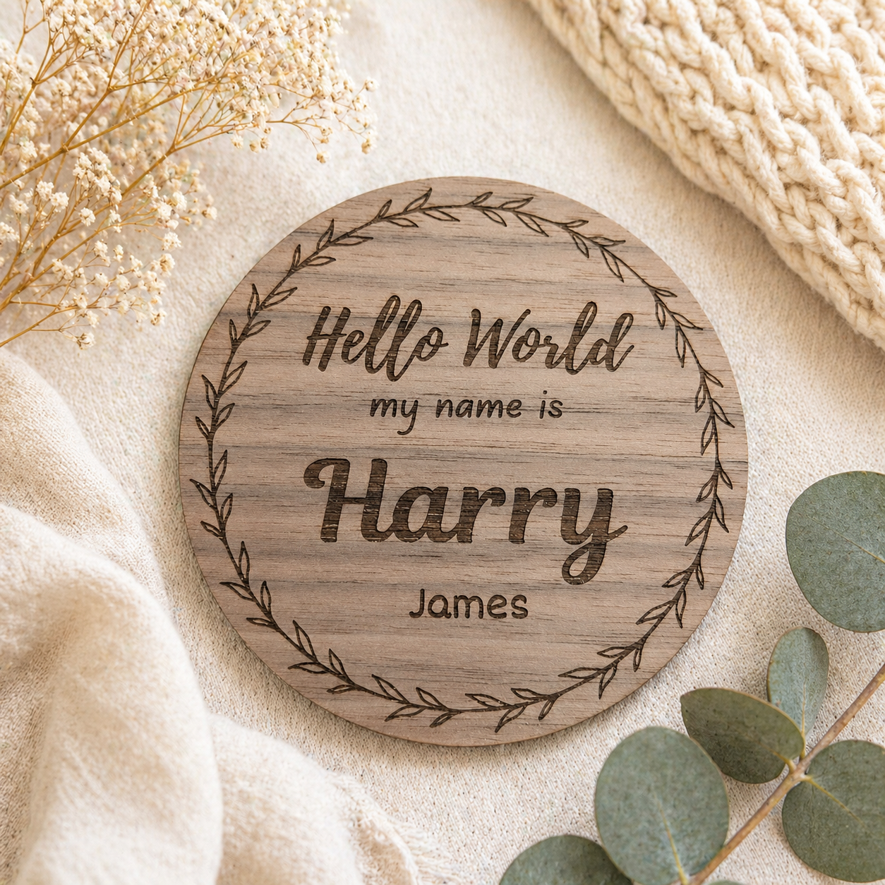 Baby Name Announcement Personalised Laser Engraved