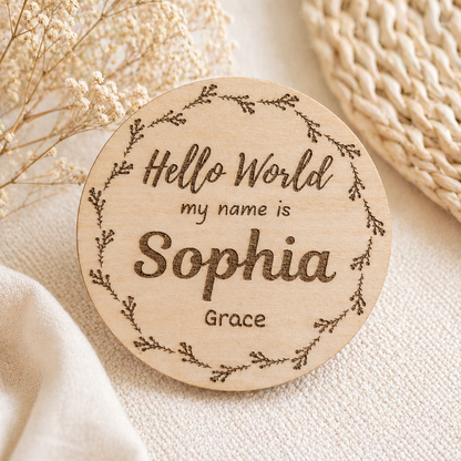 Baby Name Announcement Personalised Laser Engraved