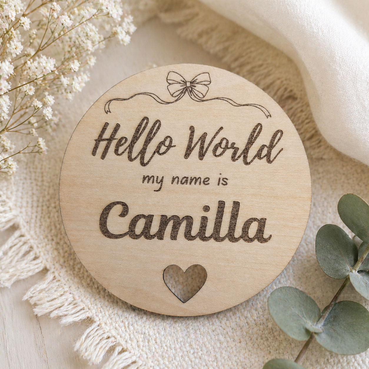 Baby Name Announcement Personalised Laser Engraved