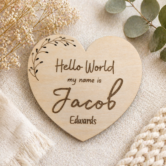 Baby Name Announcement Personalised Laser Engraved